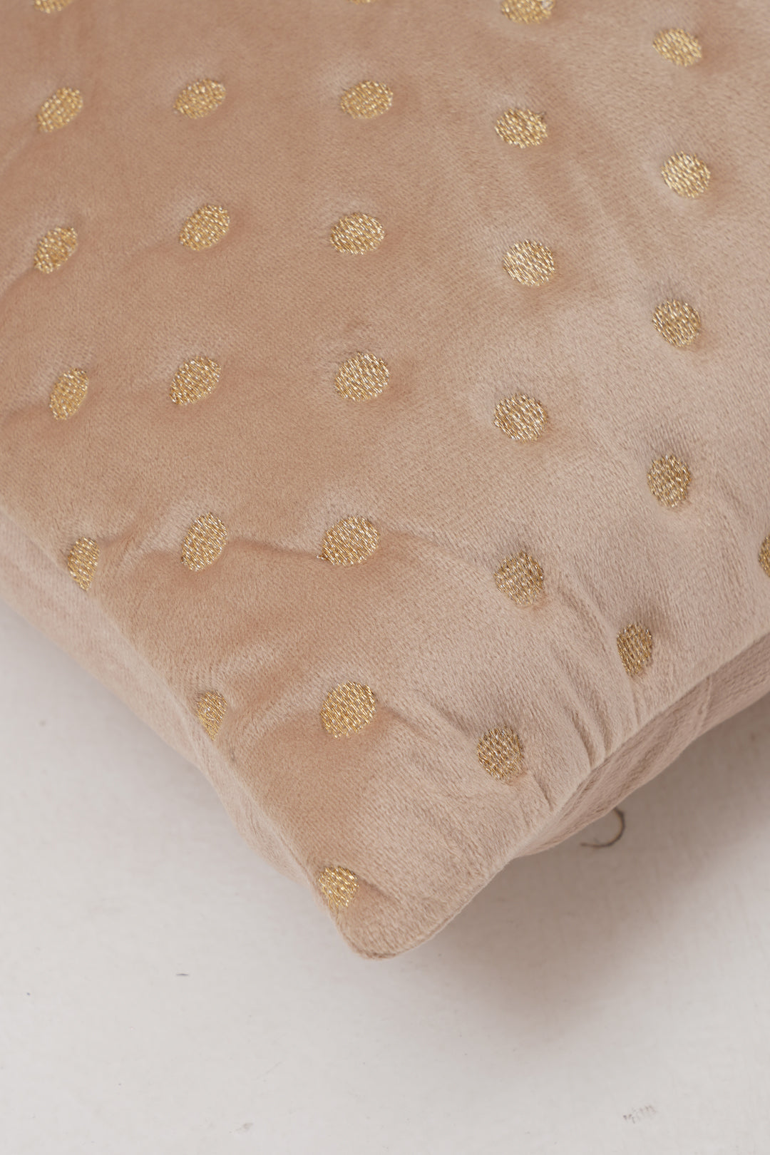 Quilted Dots Velvet Cushion Cover (Beige)
