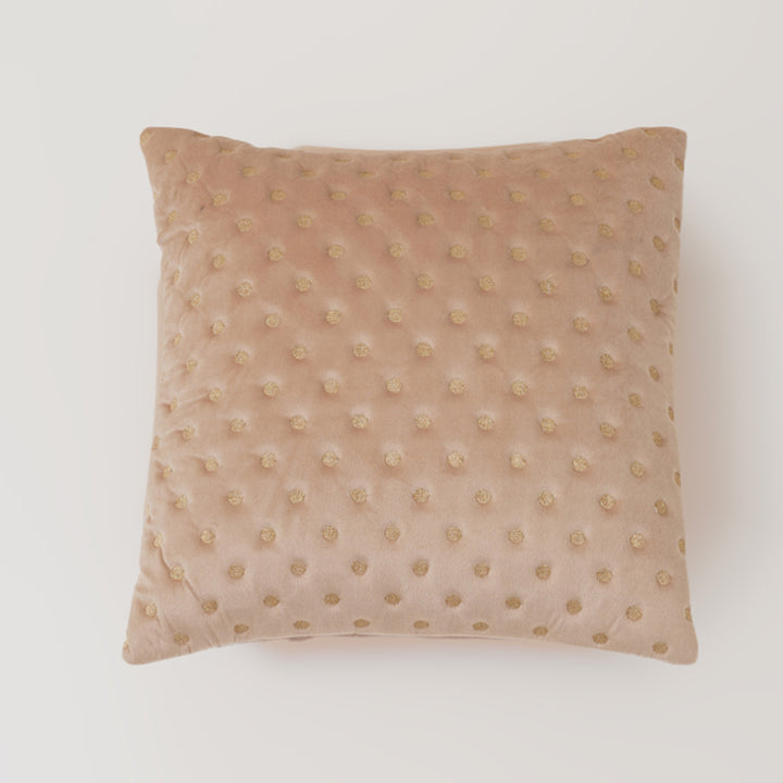 Quilted Dots Velvet Cushion Cover (Beige)