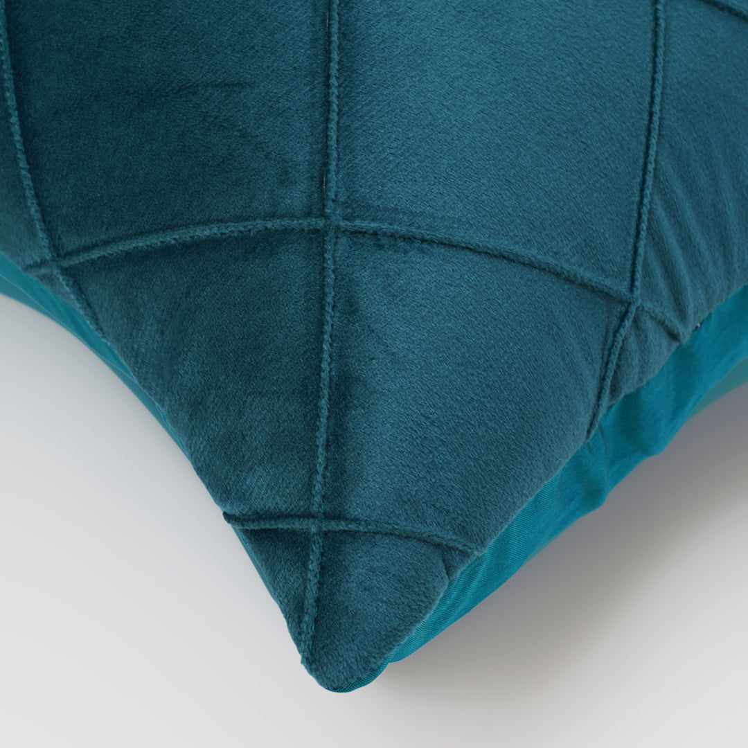 Velvet Pintex Cushion Cover. Set of 2 (Teal)