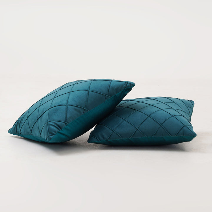 Velvet Pintex Cushion Cover. Set of 2 (Teal)