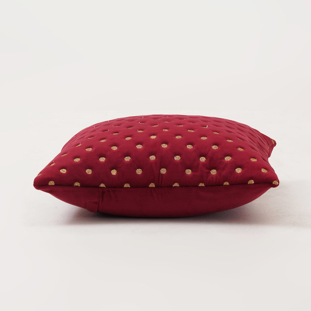 Quilted Dots Velvet Cushion Cover (Maroon)