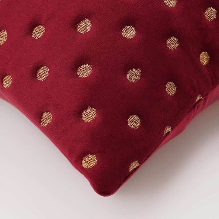 Quilted Dots Velvet Cushion Cover (Maroon)