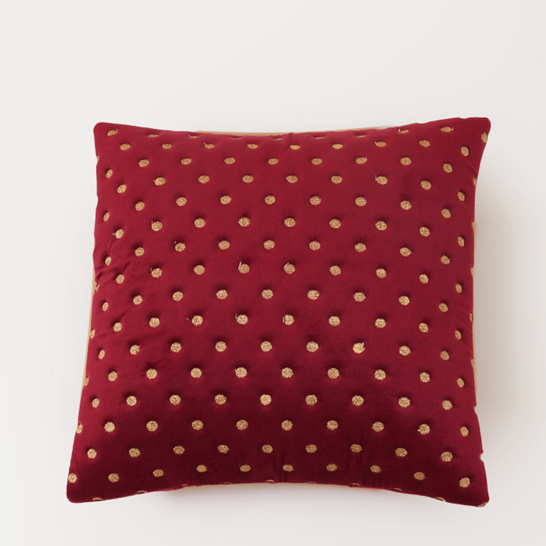 Quilted Dots Velvet Cushion Cover (Maroon)