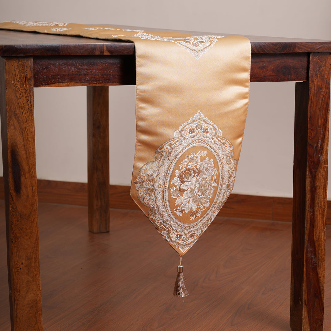 Victorian Floral Table Runner with Tasseled Trim Available In 4 Shades