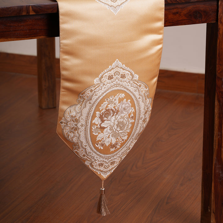 Victorian Floral Table Runner with Tasseled Trim Available In 4 Shades