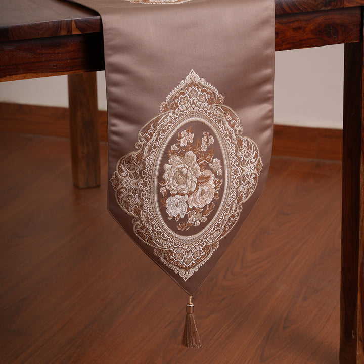 Victorian Floral Table Runner with Tasseled Trim Available In 4 Shades