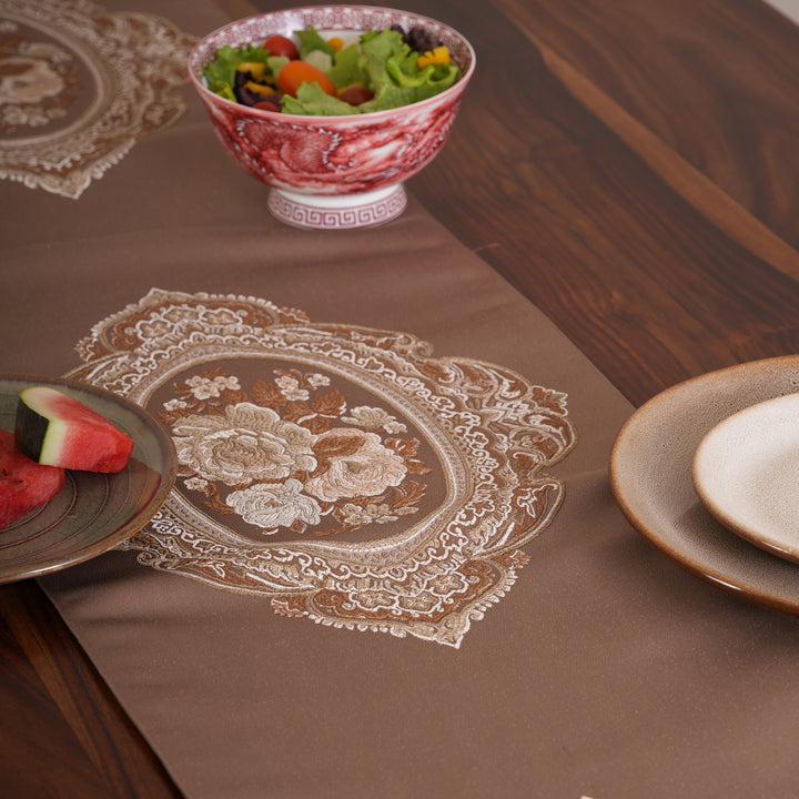Victorian Floral Table Runner with Tasseled Trim Available In 4 Shades