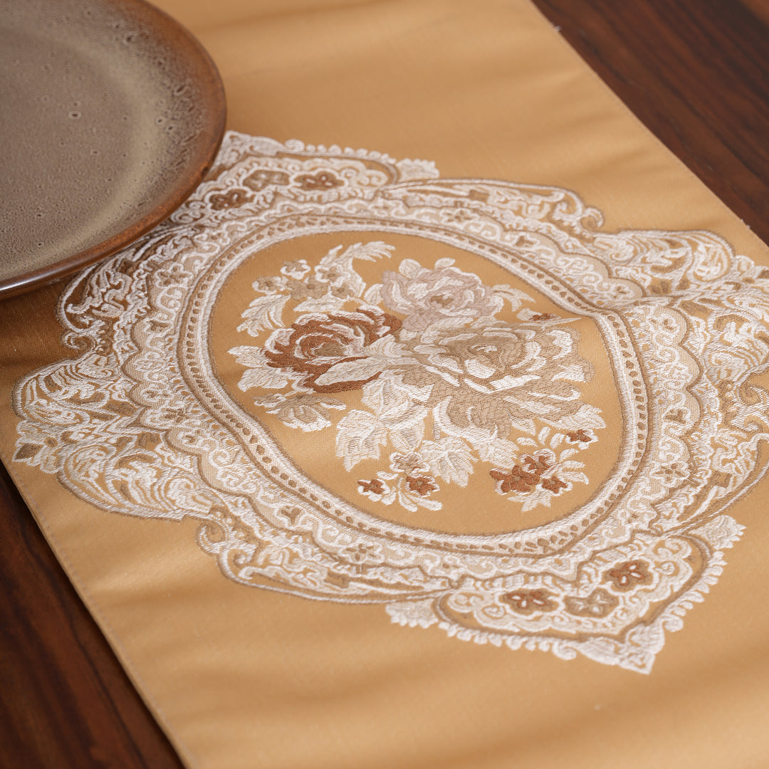 Victorian Floral Table Runner with Tasseled Trim Available In 4 Shades