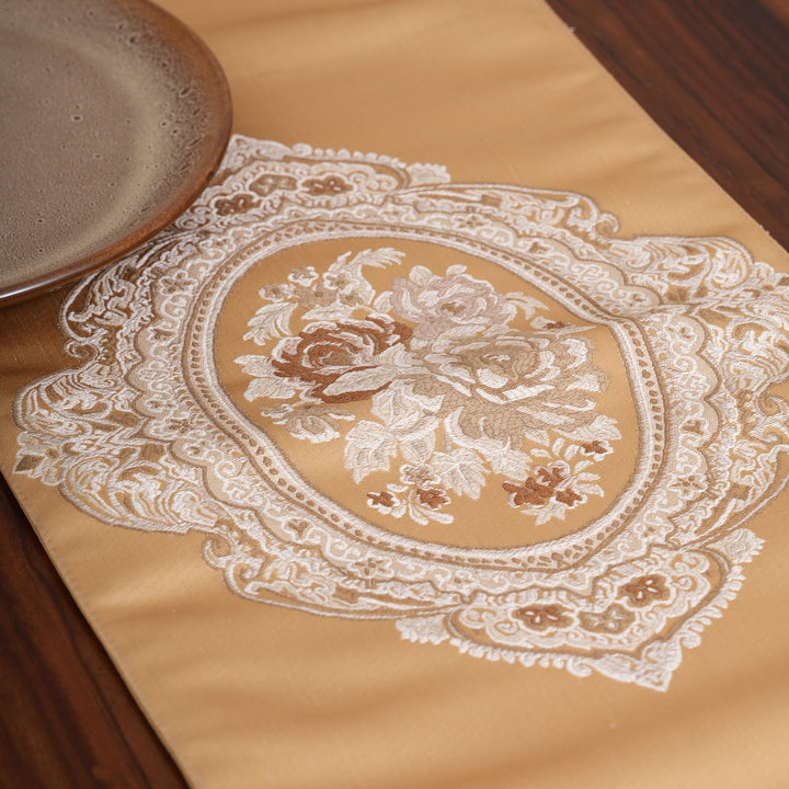 Victorian Floral Table Runner with Tasseled Trim Available In 4 Shades