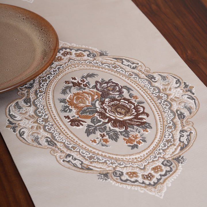 Victorian Floral Table Runner with Tasseled Trim Available In 4 Shades