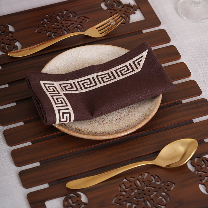 Luxury Greek Embroidered Napkins - Set of 6