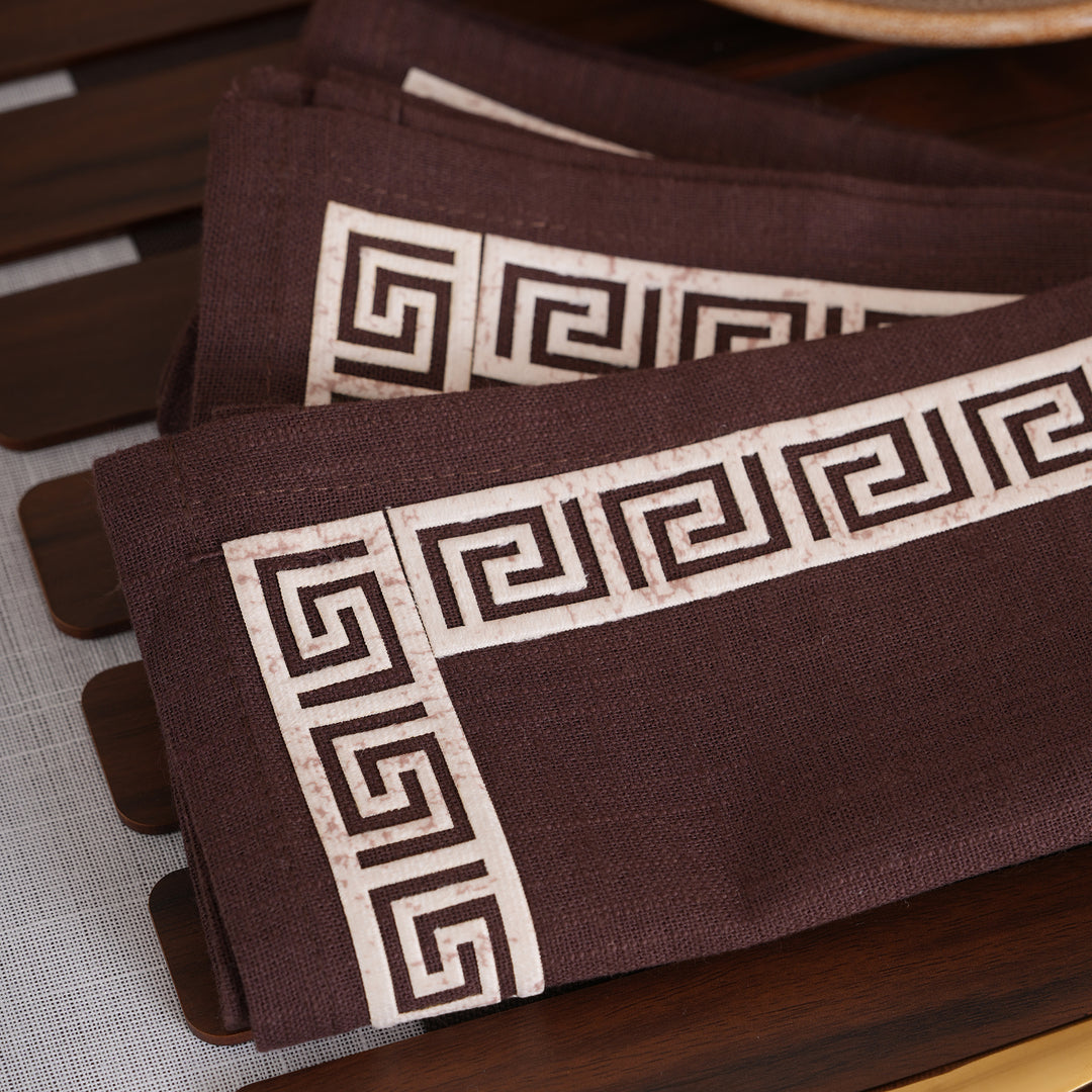 Luxury Greek Embroidered Napkins - Set of 6