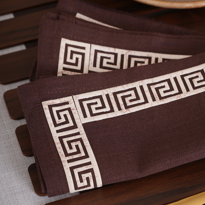 Luxury Greek Embroidered Napkins - Set of 6