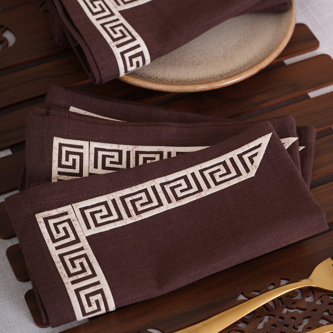 Luxury Greek Embroidered Napkins - Set of 6