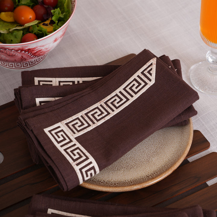 Luxury Greek Embroidered Napkins - Set of 6