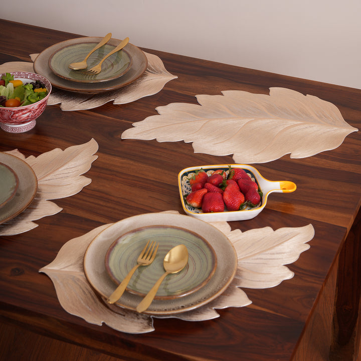 Decorative Textured Leaf Placemat Set of 6