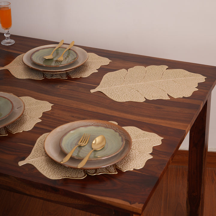 Gilded Botanical Leaf Placemats Set of 6