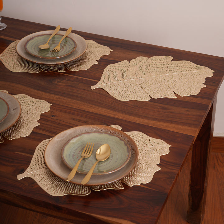 Gilded Botanical Leaf Placemats Set of 6