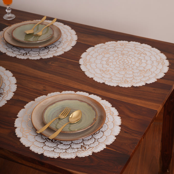 Decorative Blooming Flower Placemat Set of 6