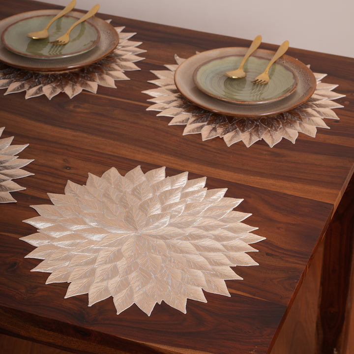 Decorative Multi-Leaf Design Placemat Set of 6