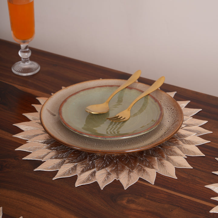 Decorative Multi-Leaf Design Placemat Set of 6