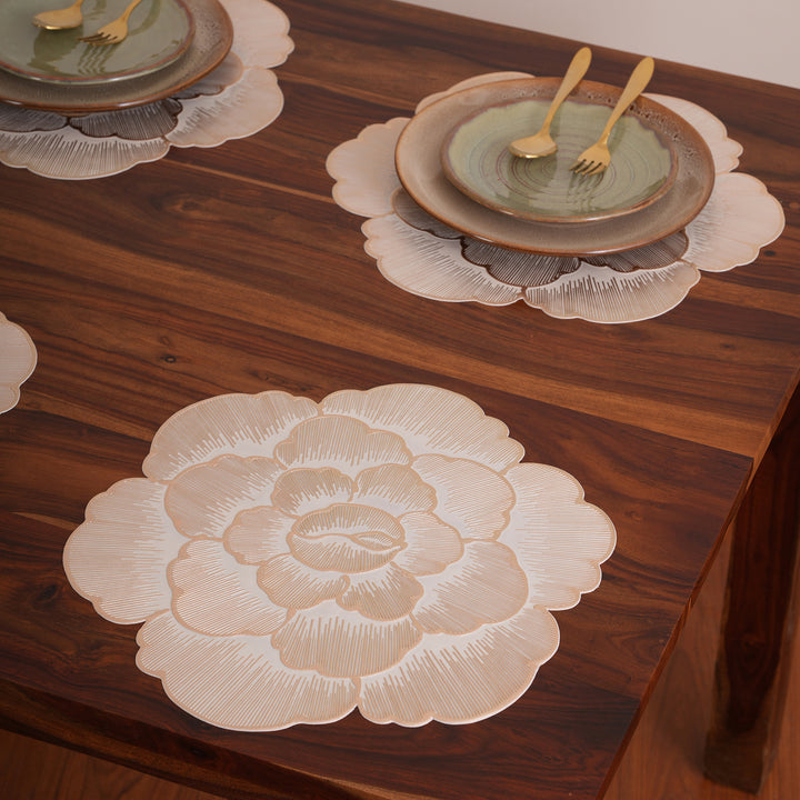 Decorative Camellia Design Placemat Set of 6