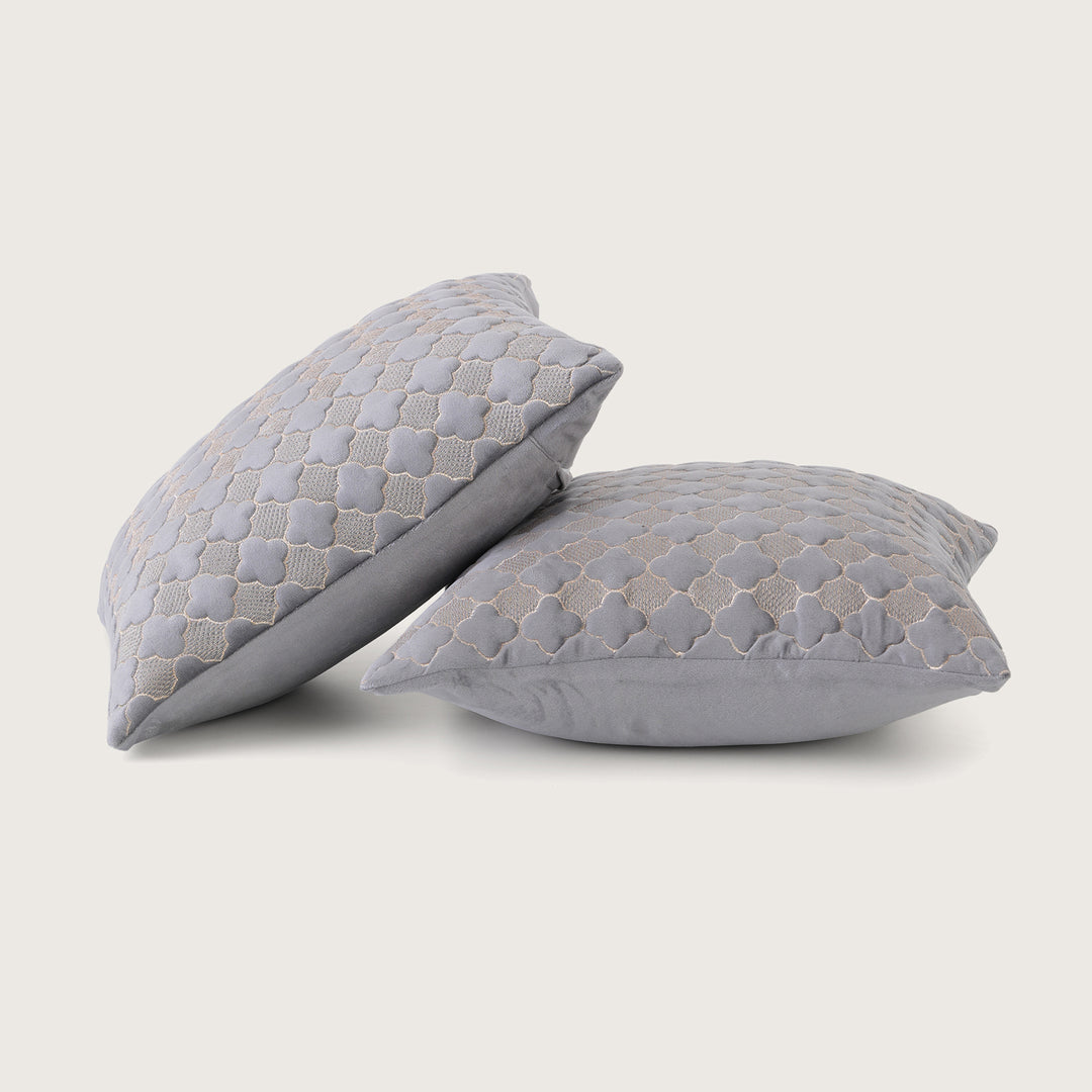 Quilted Mauve Quatrefoil  Cushion Cover - Set of 2