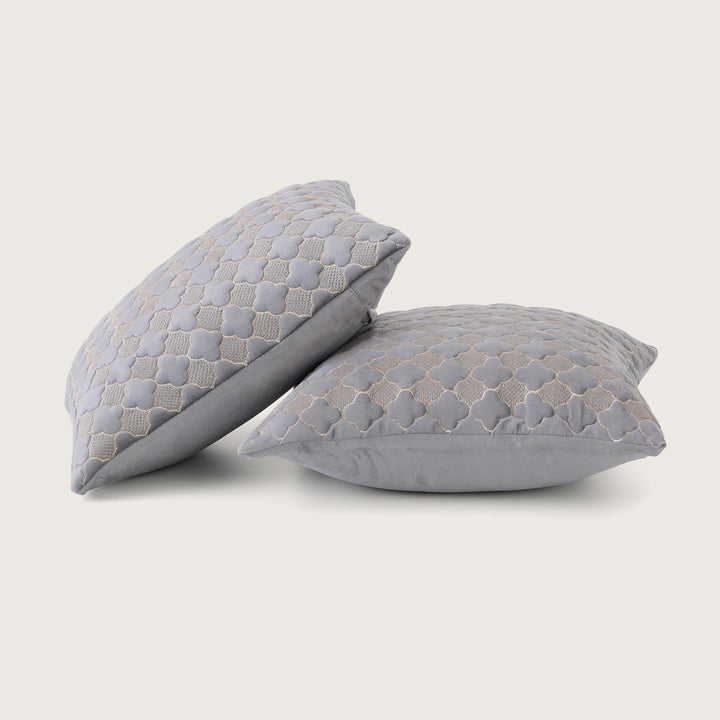 Quilted Mauve Quatrefoil  Cushion Cover - Set of 2