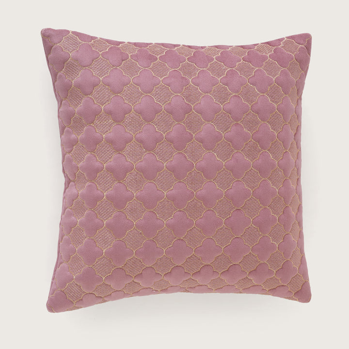 Quilted Mauve Quatrefoil  Cushion Cover - Set of 2