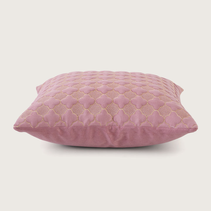 Quilted Mauve Quatrefoil  Cushion Cover - Set of 2