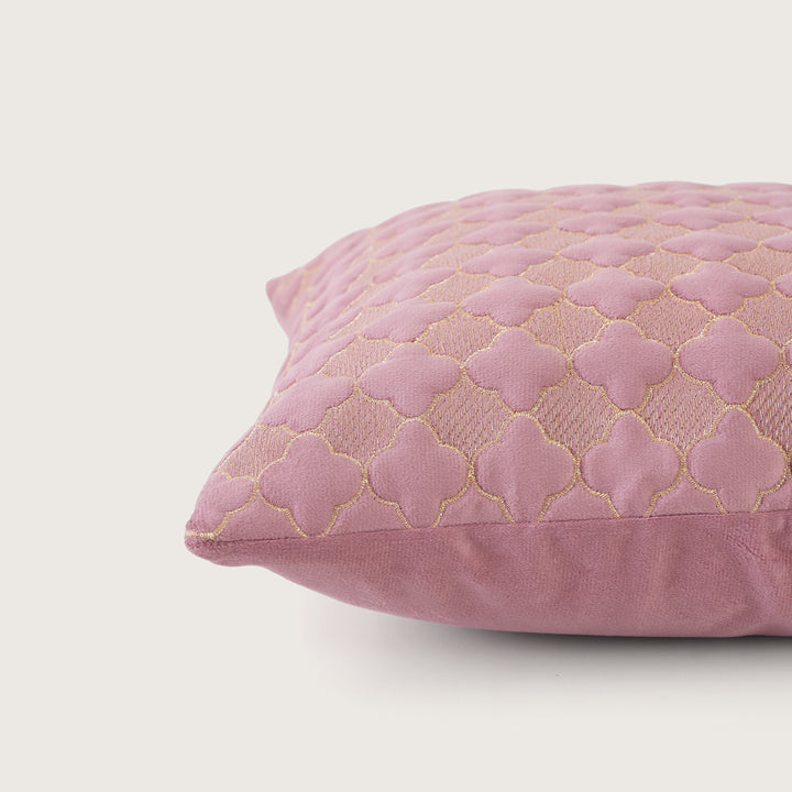Quilted Mauve Quatrefoil  Cushion Cover - Set of 2