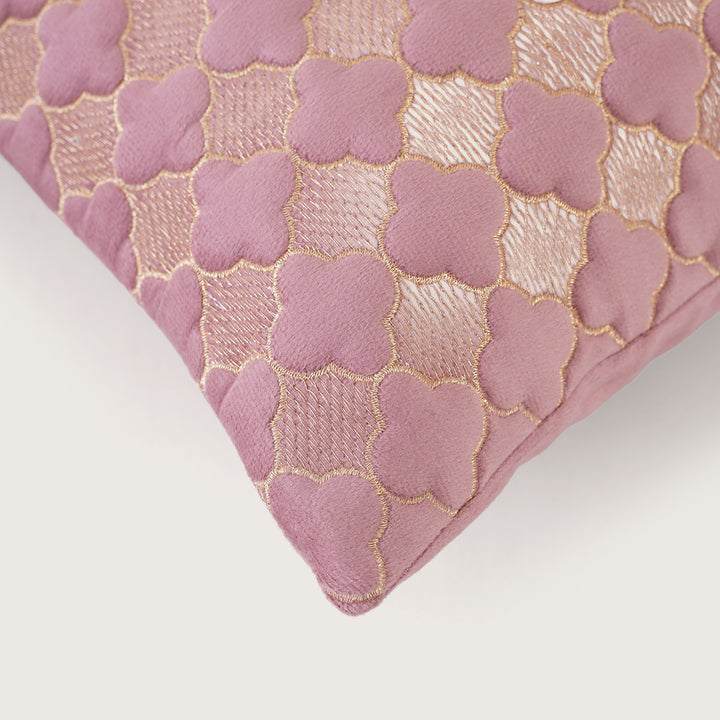 Quilted Mauve Quatrefoil  Cushion Cover - Set of 2