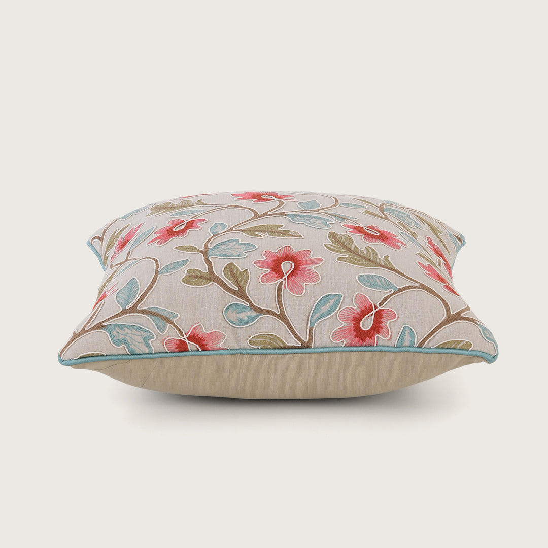Embroidered Floral Cushion Cover - Set of 1
