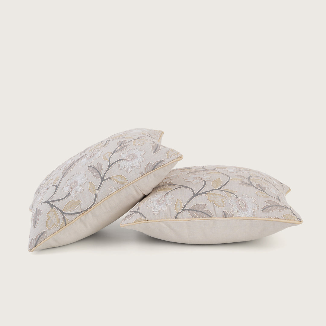 Embroidered Floral Cushion Cover - Set of 1