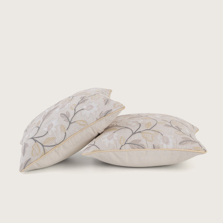 Embroidered Floral Cushion Cover - Set of 1