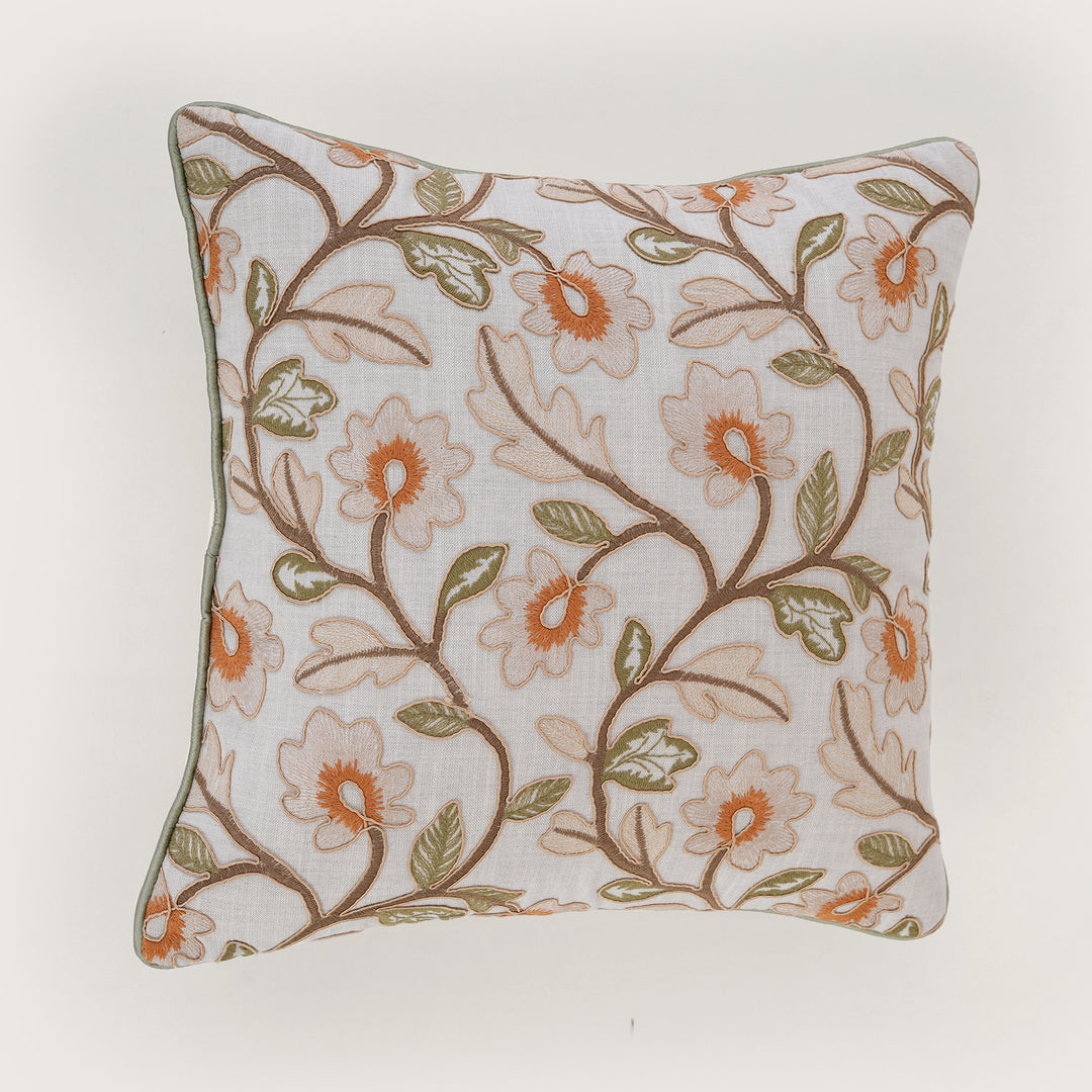 Embroidered Floral Cushion Cover - Set of 1