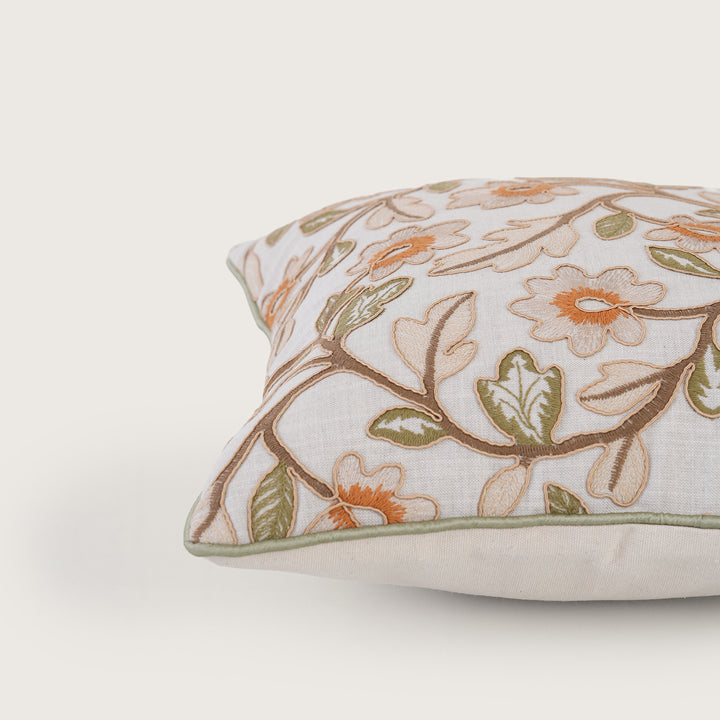 Embroidered Floral Cushion Cover - Set of 1