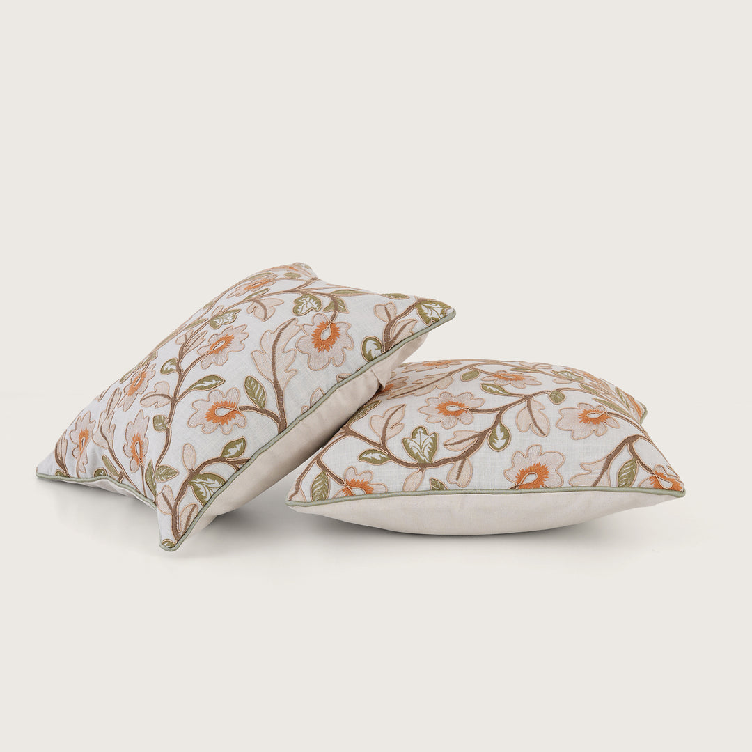 Embroidered Floral Cushion Cover - Set of 1