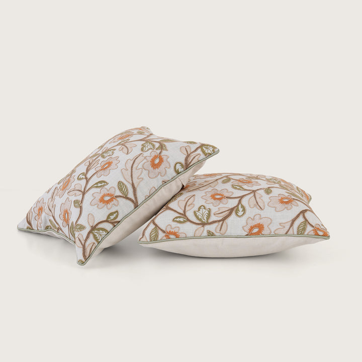 Embroidered Floral Cushion Cover - Set of 1