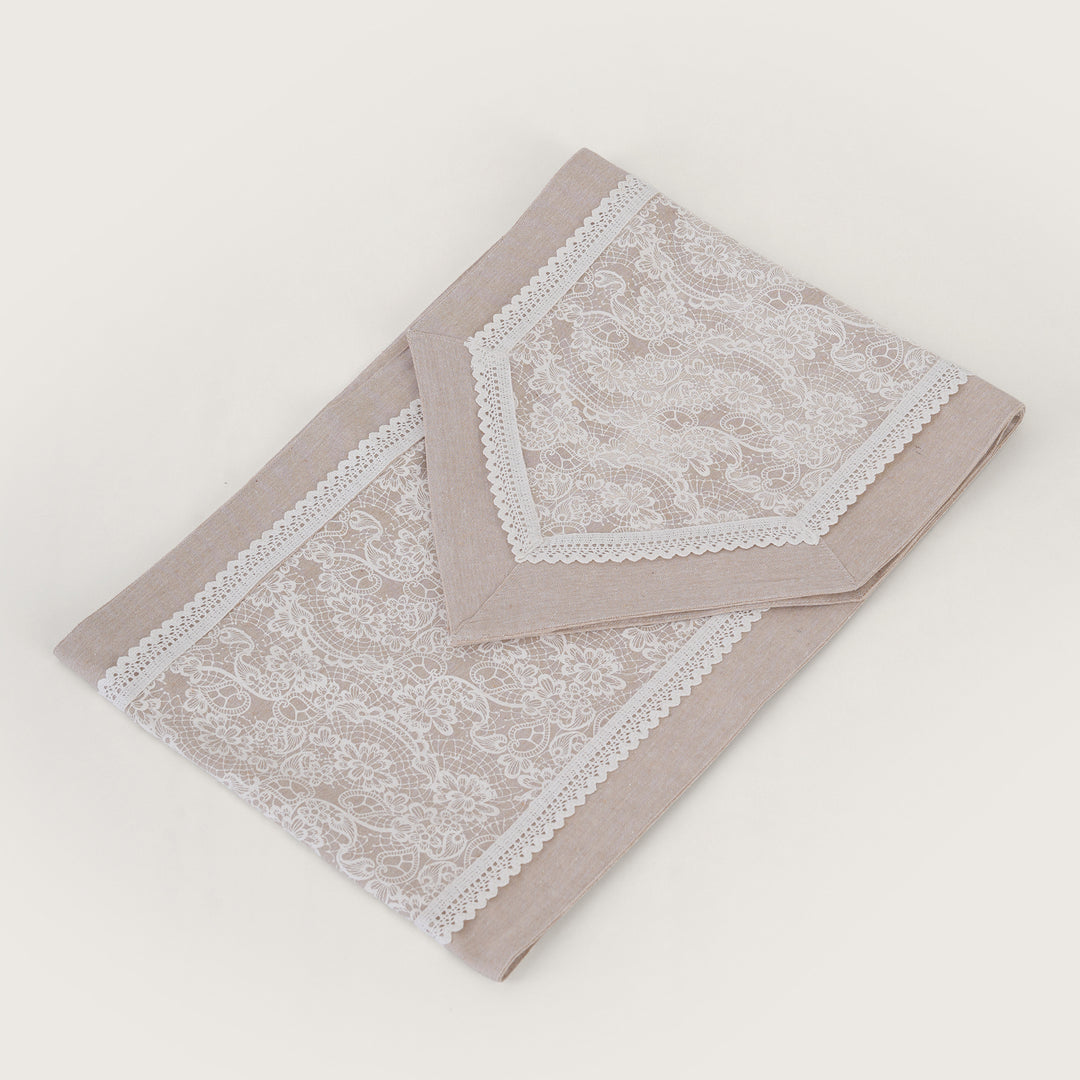 Floral Patterned Inlay Table Runner