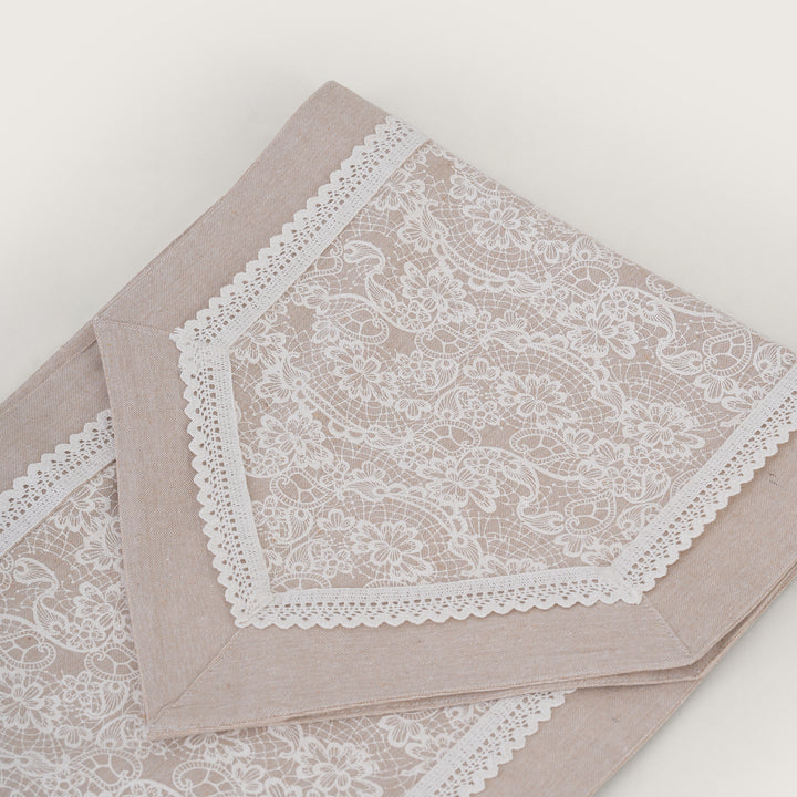 Floral Patterned Inlay Table Runner