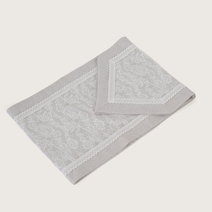 Floral Patterned Inlay Table Runner
