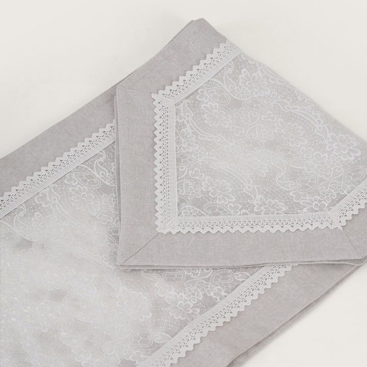 Floral Patterned Inlay Table Runner