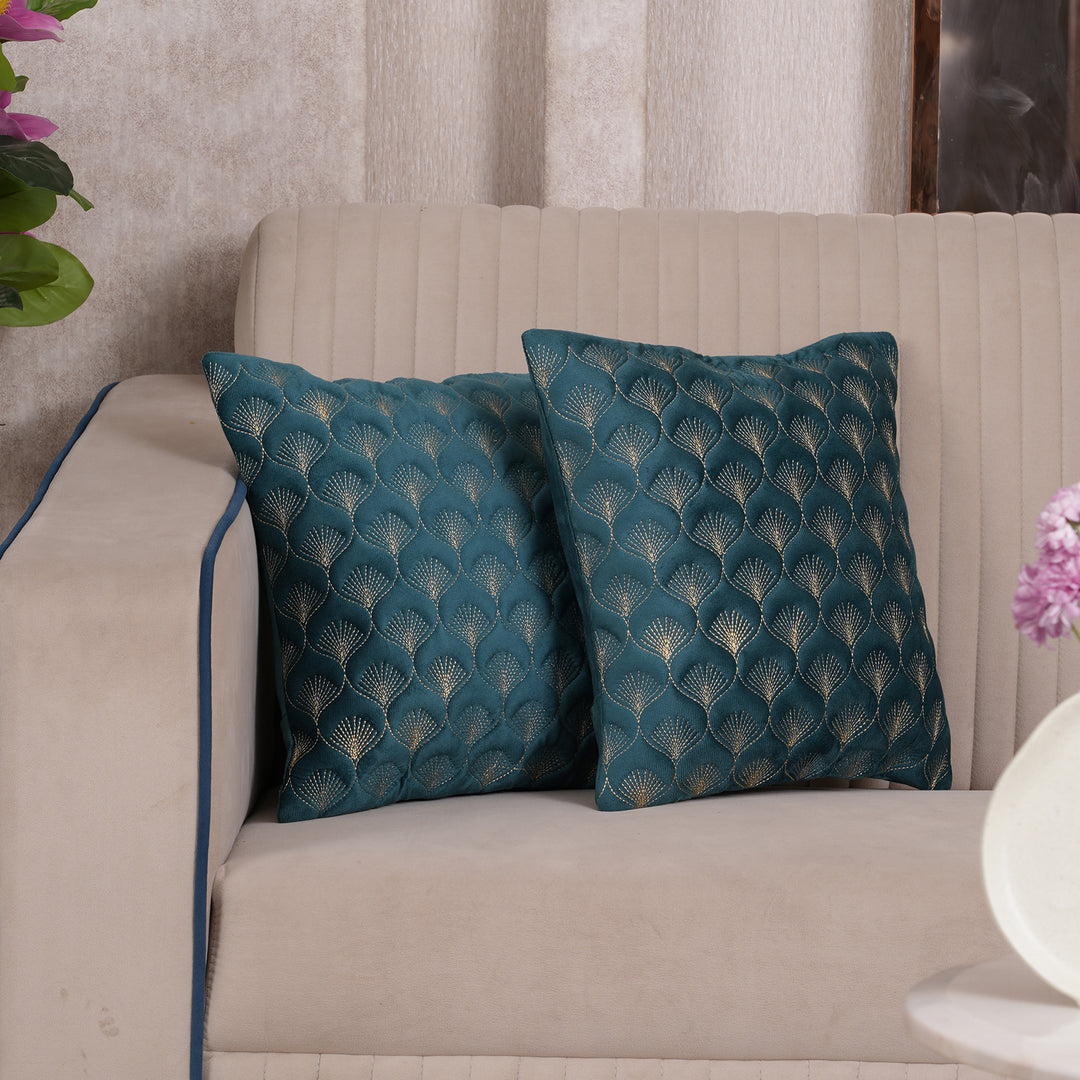 Luxury Quilted Scalloped  Cushion Cover- Set of 2