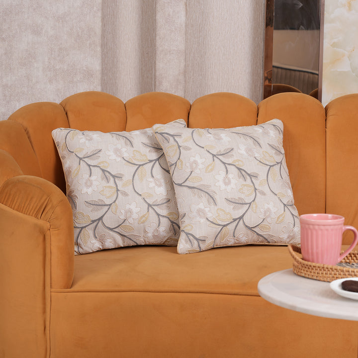 Embroidered Floral Cushion Cover - Set of 1