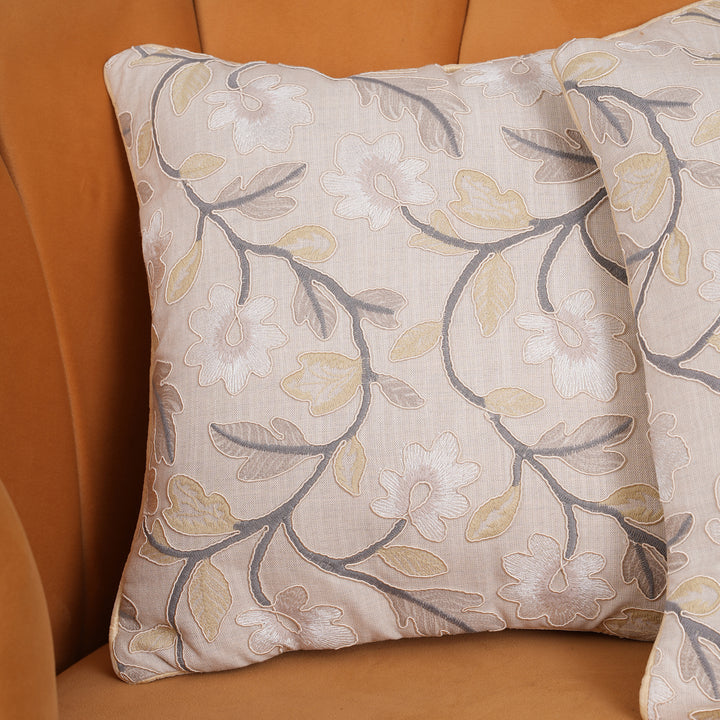 Embroidered Floral Cushion Cover - Set of 1