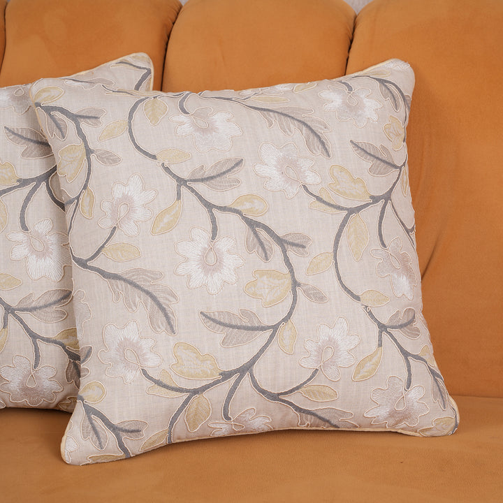 Embroidered Floral Cushion Cover - Set of 1