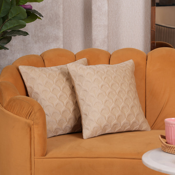 Luxury Quilted Scalloped  Cushion Cover- Set of 2