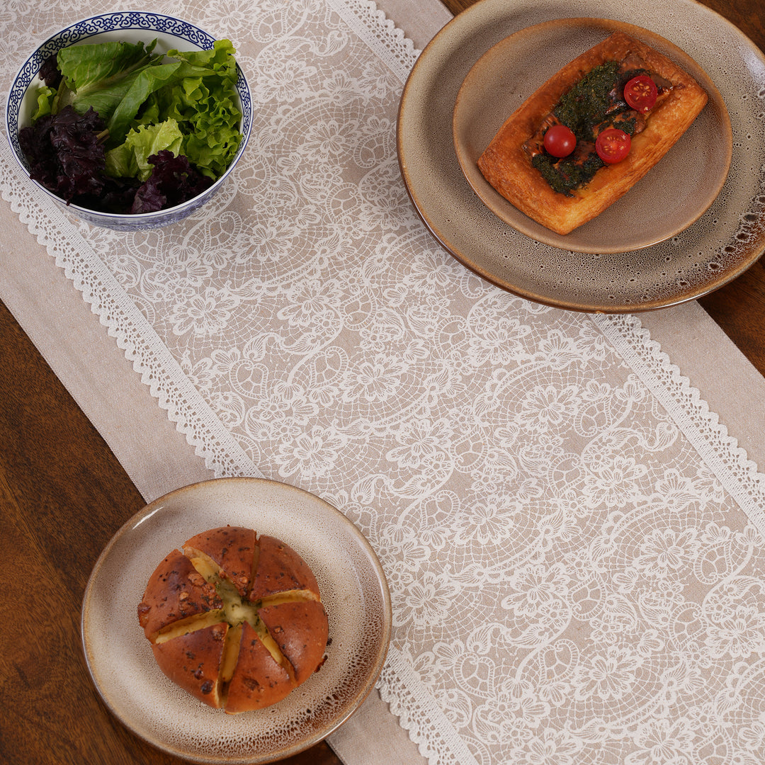 Floral Patterned Inlay Table Runner