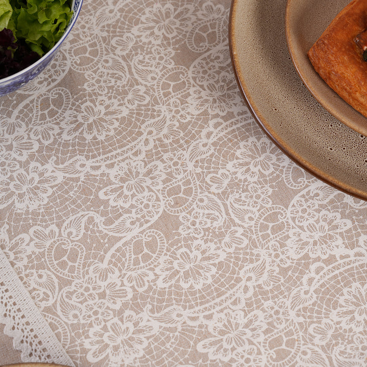 Floral Patterned Inlay Table Runner